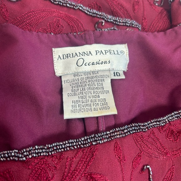 Adrianna Papéll Burgundy set with Beaded Top Sz 10 Preowned - Picture 12 of 16